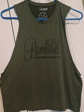 Bombshell Sportswear Olive Green Muscle Tank Sz XS
